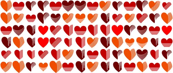 Kırmızı ve Turuncu tonlarda Renkli Kalplerin Canlı Şablonu