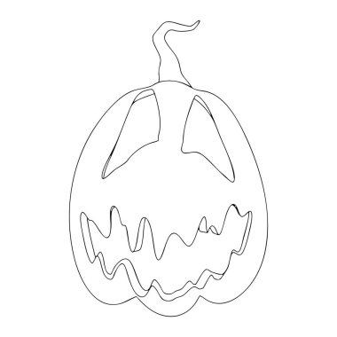 Cadılar Bayramı Balkabağı boyama taslağı. Sonbahar Tatil Sembollerinden biri. Vektör İllüstrasyonu.