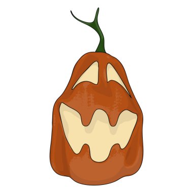 Beyaz Arkaplanda Cadılar Bayramı Balkabağı Komik ve Tatlı. Sonbahar Tatil Sembollerinden biri. Vektör İllüstrasyonu.