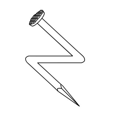 Çivili Paslanmaz Çelik ve Demir İğne Boyası taslağı. İnşaat ve Ahşap Malzemeler. Vektör İllüstrasyonu.