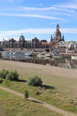 DRESDEN, GERMANY - JULY 06, 2024: view towards old town or Altstadt from Augustus bridge. High quality photo clipart