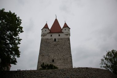 HAAG I.OB, ALMANY - 27 MAYIS 2019: kale kulesi veya Schlossturm 'a doğru görüş. Yüksek kalite fotoğraf