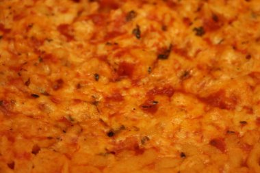 Peynirli ve domates soslu Alman Spagetti. Yüksek kalite fotoğraf