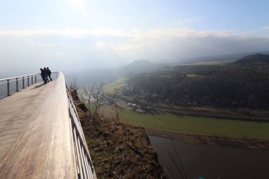 LOHmen, Almanya - 03 Mart 2024: Basteiaussicht view. Yüksek kalite fotoğraf