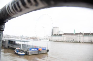 Londra, UNITED KINGDOM - 30 ARALIK 2017: Thames Nehri üzerinde bir balık gözü merceği ile görüldü. Yüksek kalite fotoğraf
