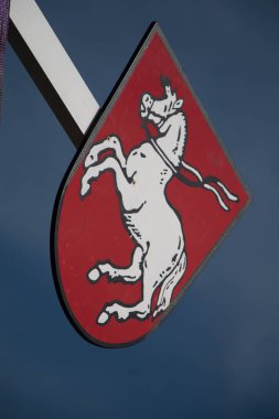 HAAG OBERBAYERN, ALMANY - 11 Haziran 2018: Oberbayern 'deki Haag Wappen of Haag hanedanlığına yakın plan. Yüksek kalite fotoğraf