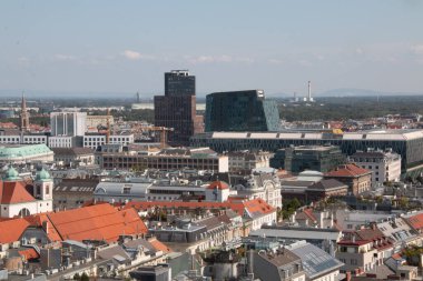  Vienna, AUSTRIA - 09 Eylül 2017 Viyana panoramik şehir manzarası ve karışık mimari. Yüksek kalite fotoğraf