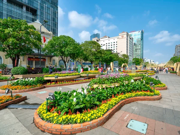 Cidade Chi Minh Vietnã Janeiro 2022 Andando Rua Manhã Ano — Fotografia de Stock