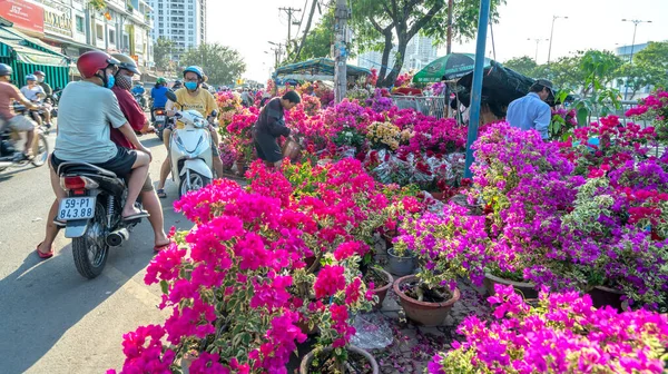 Chi Minh City Βιετνάμ Ιανουαρίου 2022 Bustle Buying Flowers Flower — Φωτογραφία Αρχείου