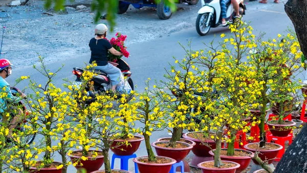 Chi Minh Ville Vietnam Janvier 2022 Agitation Acheter Des Fleurs — Photo