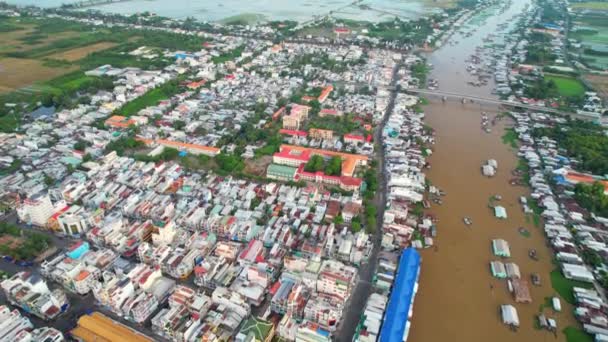 Chau Doc Stad Giang Provinsen Vietnam Antenn Utsikt Detta Stad — Stockvideo