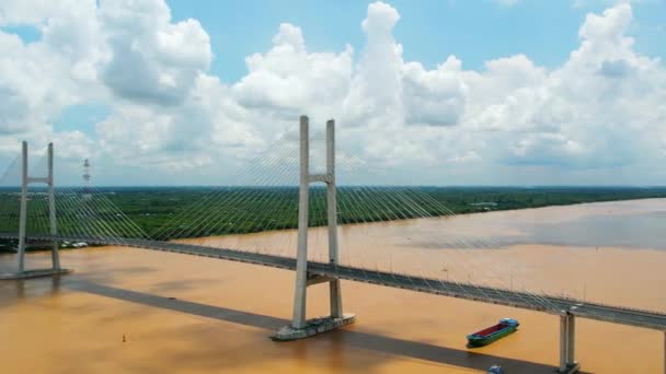 Міст Cao Lanh Місто Cao Lanh Єтнам Вигляд Повітря Міст — стокове відео