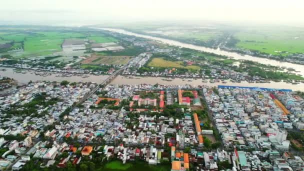 Stadt Chau Doc Provinz Giang Vietnam Luftaufnahme Dies Ist Eine — Stockvideo