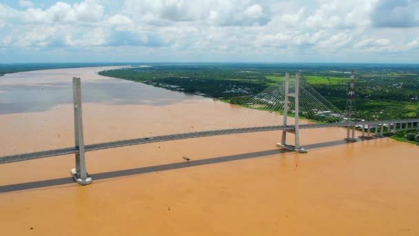 Cao Lanh Bridge Cao Lanh City Vietnam Flygutsikt Cao Lanh — Stockvideo