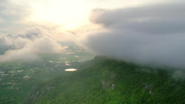 Időeltolódás Reggel Tetején Tri Ton Hegy Giang Vietnam Amikor Felhők — Stock videók