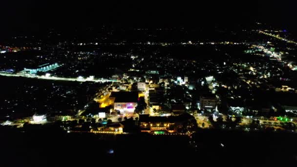 Chau Doc Stadt Giang Vietnam Bei Nacht Luftaufnahme Dies Ist — Stockvideo