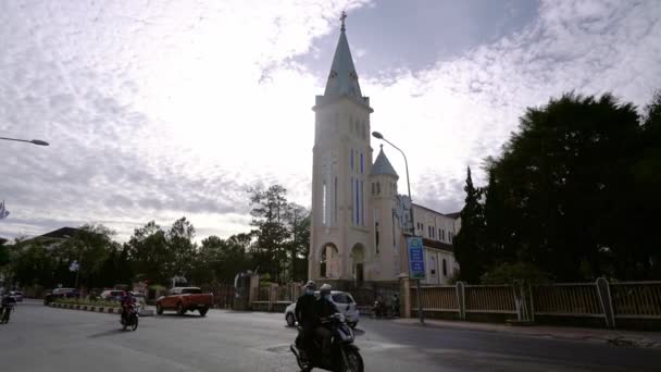Lat Vietnam Diciembre 2021 Vista Fuera Catedral Pollo Una Mañana — Vídeo de stock