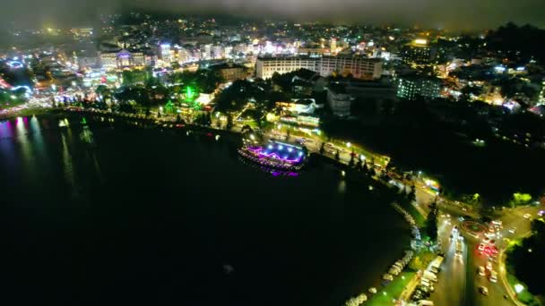 Aerial View Lat City Night Beautiful Tourism Destination Central Highlands — Vídeos de Stock