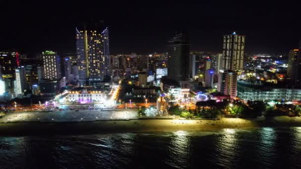Coastal City Nha Trang Seen Night Famous City Cultural Tourism — Vídeos de Stock