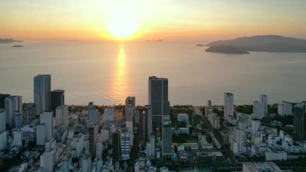 Coastal City Nha Trang Seen Dawn Famous City Cultural Tourism — Stockvideo