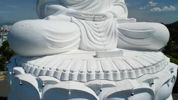 Aerial View Big White Buddha Long Son Pagoda Nha Trang — Video Stock