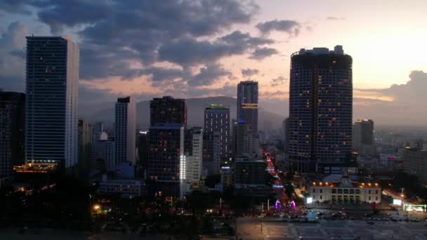 Timelapse Cidade Costeira Nha Trang Visto Cima Noite Esta Uma — Vídeo de Stock