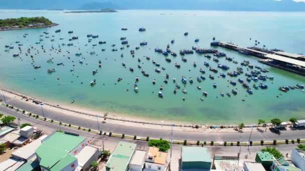 Vinh Luong Fishing Village Nha Trang Vietnam Seen Hundreds Boats — Vídeos de Stock