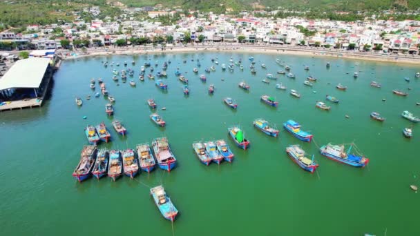 Vinh Luong Fishing Village Nha Trang Vietnam Seen Hundreds Boats — Stock Video