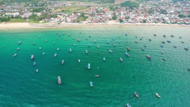 Fishing Village Seen Nha Trang Vietnam Hundreds Boats Anchored Avoid — Stock Video