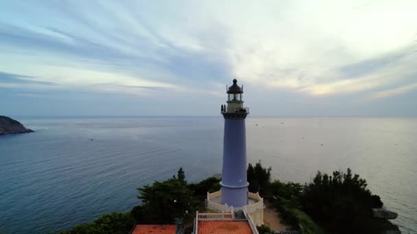 Aerial View Dawn Landscape Dai Lanh Lighthouse Phu Yen Vietnam — Stock video