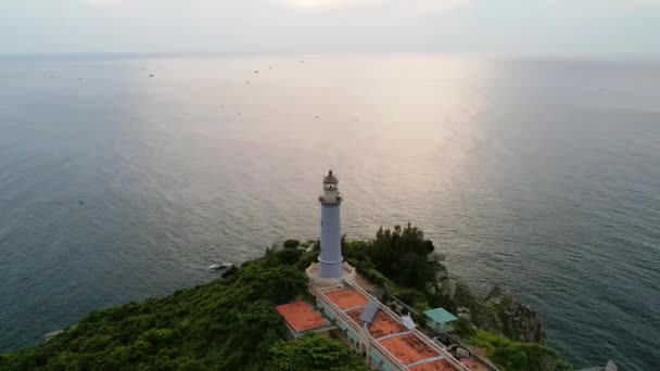 Aerial View Dawn Landscape Dai Lanh Lighthouse Phu Yen Vietnam — Vídeos de Stock