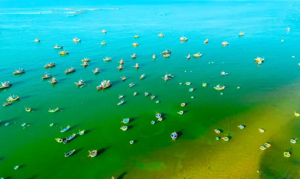 Mui Fishing Village Seen Hundreds Boats Anchored Avoid Storms Beautiful — стоковое фото