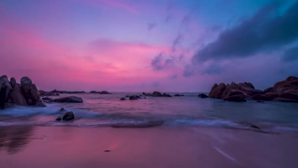 Time Lapse Beautiful Beach Sunrise Waves Lapping Shore Soft Great — Stockvideo