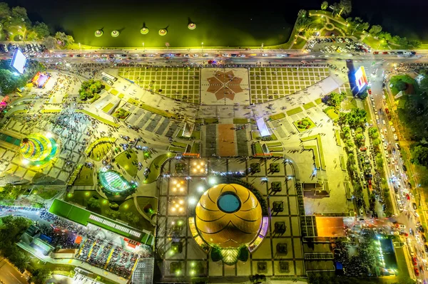 Aerial Panorama View Sunflower Building Night Lat City Tourist City — Stock Photo, Image