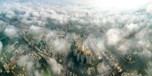 Вид Воздуха Город Сайгон Утром Туманным Небом Южном Вьетнаме Текстура — стоковое фото