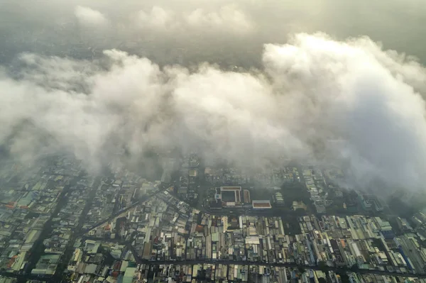 Aerial View Saigon Cityscape Morning Misty Sky Southern Vietnam Urban — Stock Photo, Image