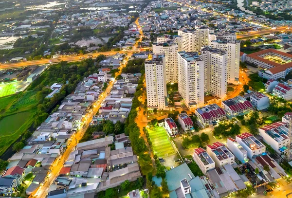 Chi Minh Stadt Vietnam Luftaufnahme Mit Wohngebiet Unten Zeigt Die — Stockfoto