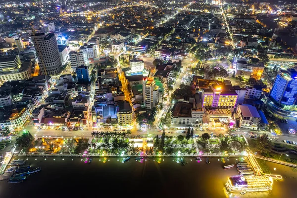Can Tho City Can Tho Βιετνάμ Νύχτα Εναέρια Θέα Αυτή — Φωτογραφία Αρχείου