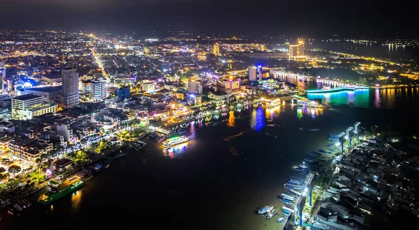 Can Tho City Can Tho Βιετνάμ Νύχτα Εναέρια Θέα Αυτή — Φωτογραφία Αρχείου