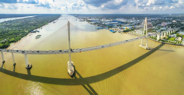 Rach Mieu Bridge Tien Giang Vietnam Aerial View Rach Mieu桥连接越南湄公河三角洲Tien — 图库照片