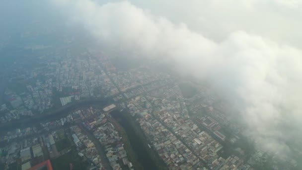 Luchtfoto Van Saigon Stadsgezicht Ochtend Met Mistige Lucht Zuid Vietnam — Stockvideo
