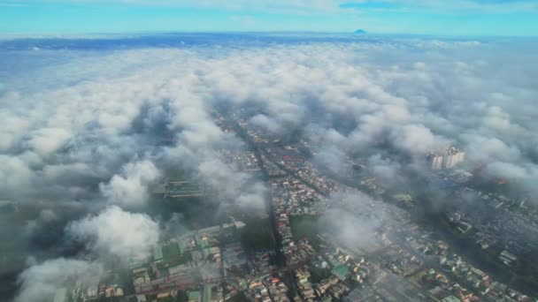 Luchtfoto Van Saigon Stadsgezicht Ochtend Met Mistige Lucht Zuid Vietnam — Stockvideo