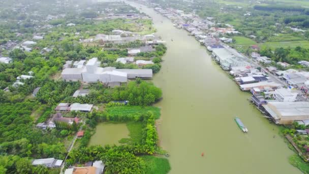 Αεροφωτογραφία Τοπίο Του Δέλτα Mekong Δεκ Dong Thap Βιετνάμ Οικιστική — Αρχείο Βίντεο