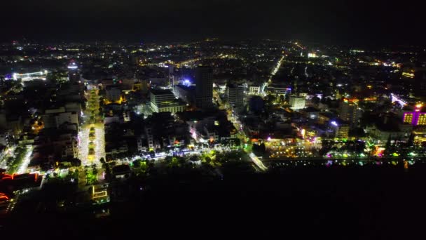 Can Tho Şehrinin Hava Görüntüsü Vietnam Geceleri Burası Mekong Delta — Stok video