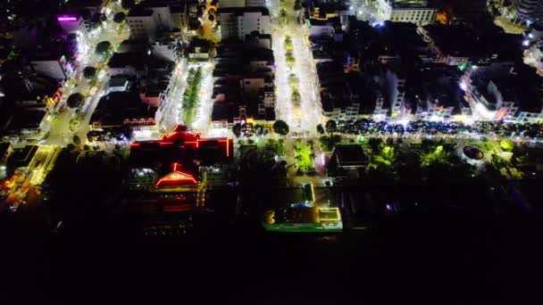 Vista Aérea Ciudad Can Tho Vietnam Por Noche Esta Una — Vídeos de Stock