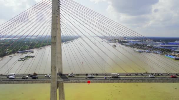 Widok Lotu Ptaka Most Rach Mieu Tien Giang Wietnam Most — Wideo stockowe