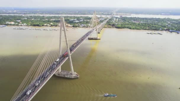 Rach Mieu Köprüsünün Hava Görüntüsü Tien Giang Vietnam Rach Mieu — Stok video