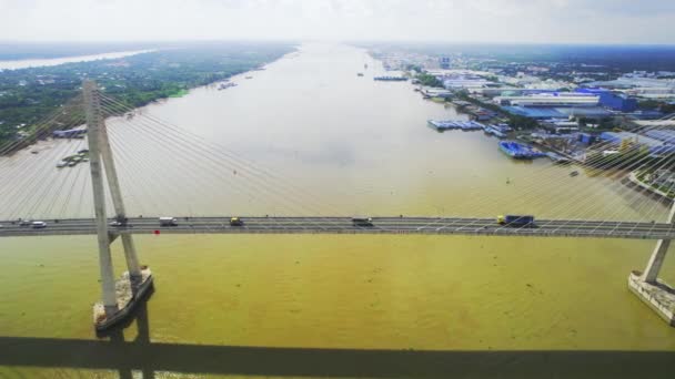 Вид Воздуха Мост Rach Mieu Тянь Джан Вьетнам Мост Рач — стоковое видео