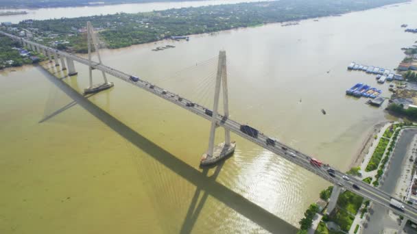 Luftaufnahme Der Rach Mieu Brücke Tien Giang Vietnam Rach Mieu — Stockvideo