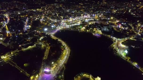 Олат Вьетнам Января 2023 Года Воздушный Вид Ночной Город Красивый — стоковое видео